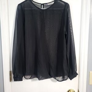 Jennifer Lopez Black Sheer Blouse